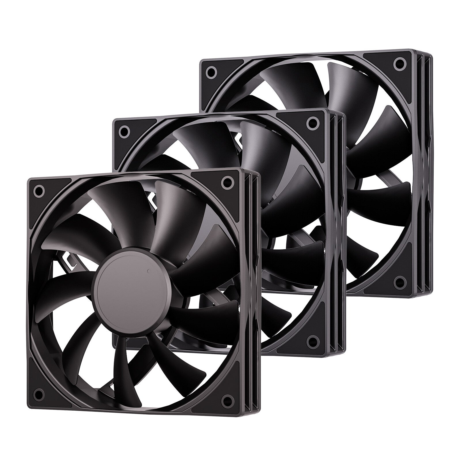 3Pack Black 120Mm PC Case Fans High Airflow Low-Noise High Performance Fan Speed