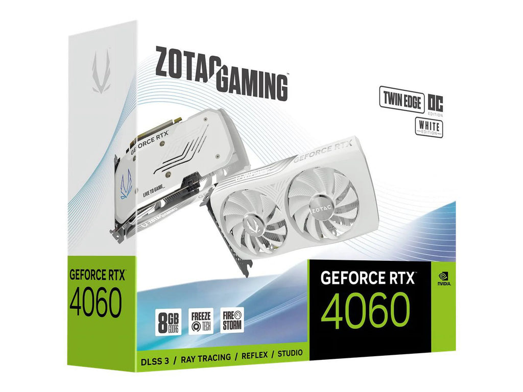 GAMING Geforce RTX 4060 8GB Twin Edge OC - White Edition - Graphics Card - Geforce RTX 4060 - 8 GB GDDR6 - Pcie 4.0 X8 - HDMI, 3 X Displayport - White - Box