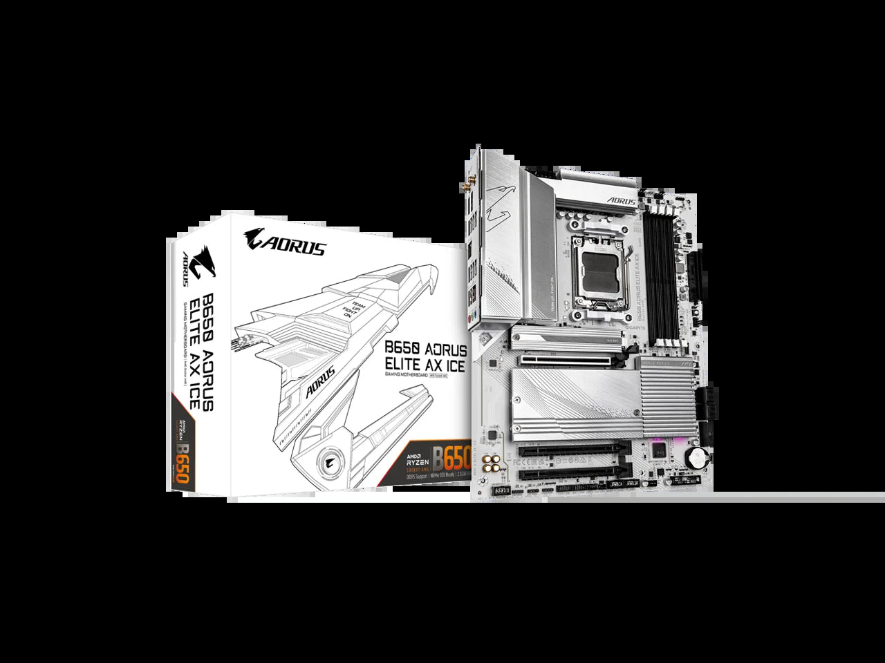 Aorus B650 AORUS ELITE AX ICE Gaming Desktop Motherboard - AMD B650 Chipset - Socket AM5 - ATX (B650Aoruseliteaxice)