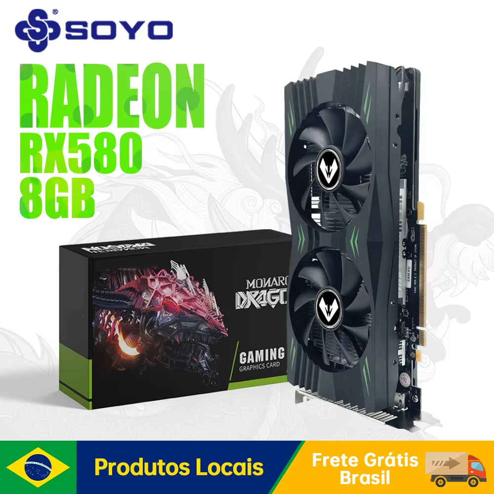 MAXSUN Graphics Card AMD RX580 8GB Gaming GDDR5 256Bit PCI Express 3.0 ×16 Radeon GPU Desktop Computer Gaming Video Card