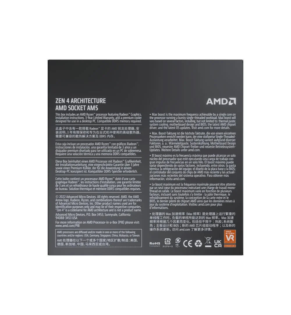 Ryzen 5 7600 - Ryzen 5 6-Core Socket AM5 65W  Radeon Graphics Processor (100-100001015BOX)