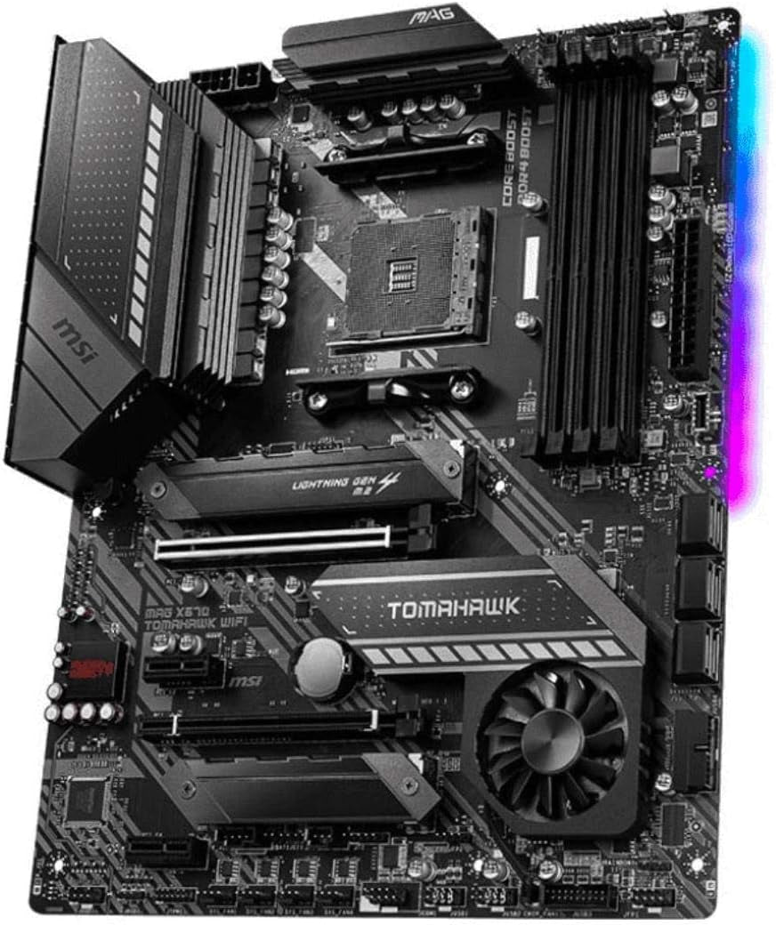 MSI MAG X570 TOMAHAWK WIFI ATX Motherboard for AMD AM4 with DDR4, PCIe 4.0, SATA 6Gb/s, M.2, USB 3.2 Gen 2, AC Wi-Fi 6, and HDMI