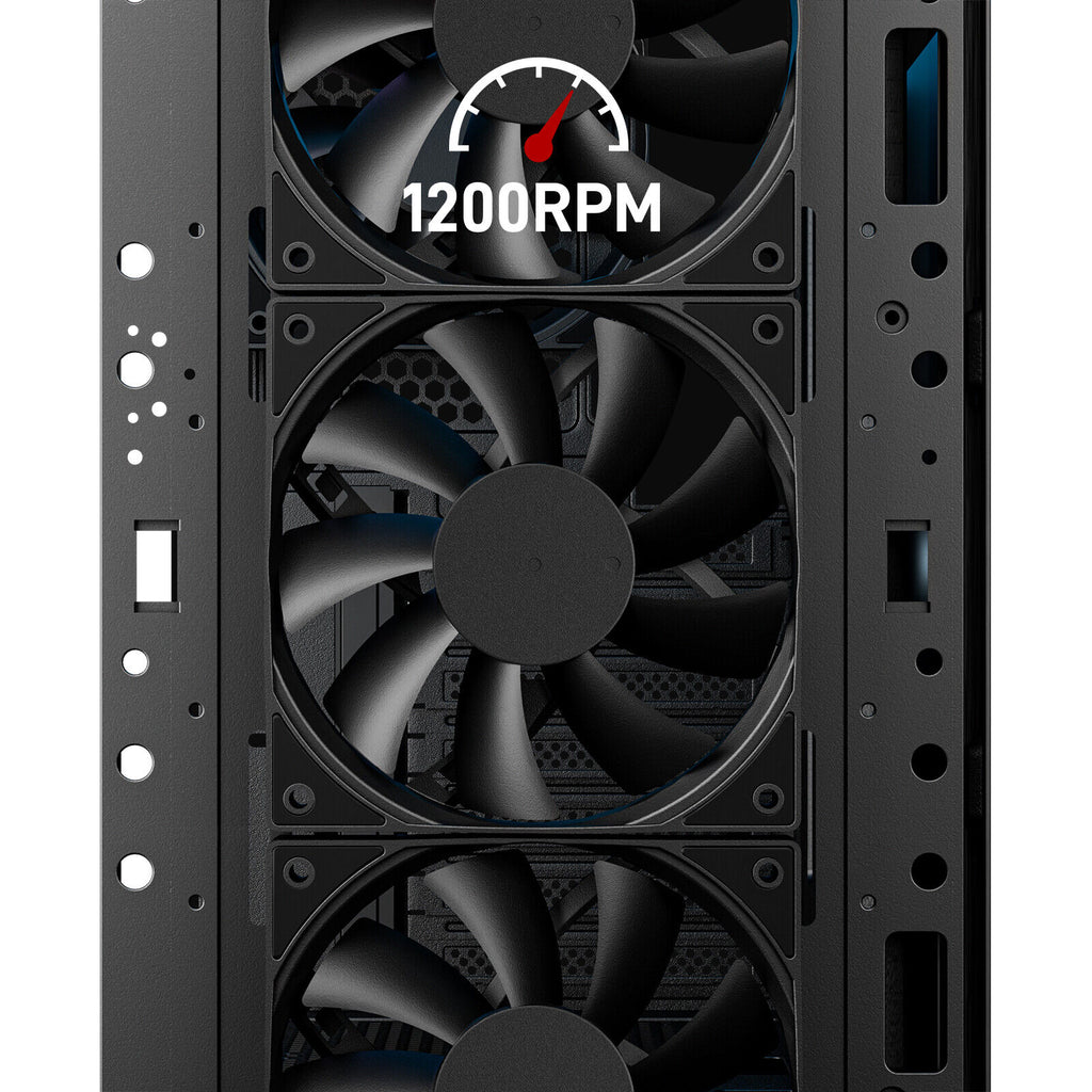 3Pack Black 120Mm PC Case Fans High Airflow Low-Noise High Performance Fan Speed