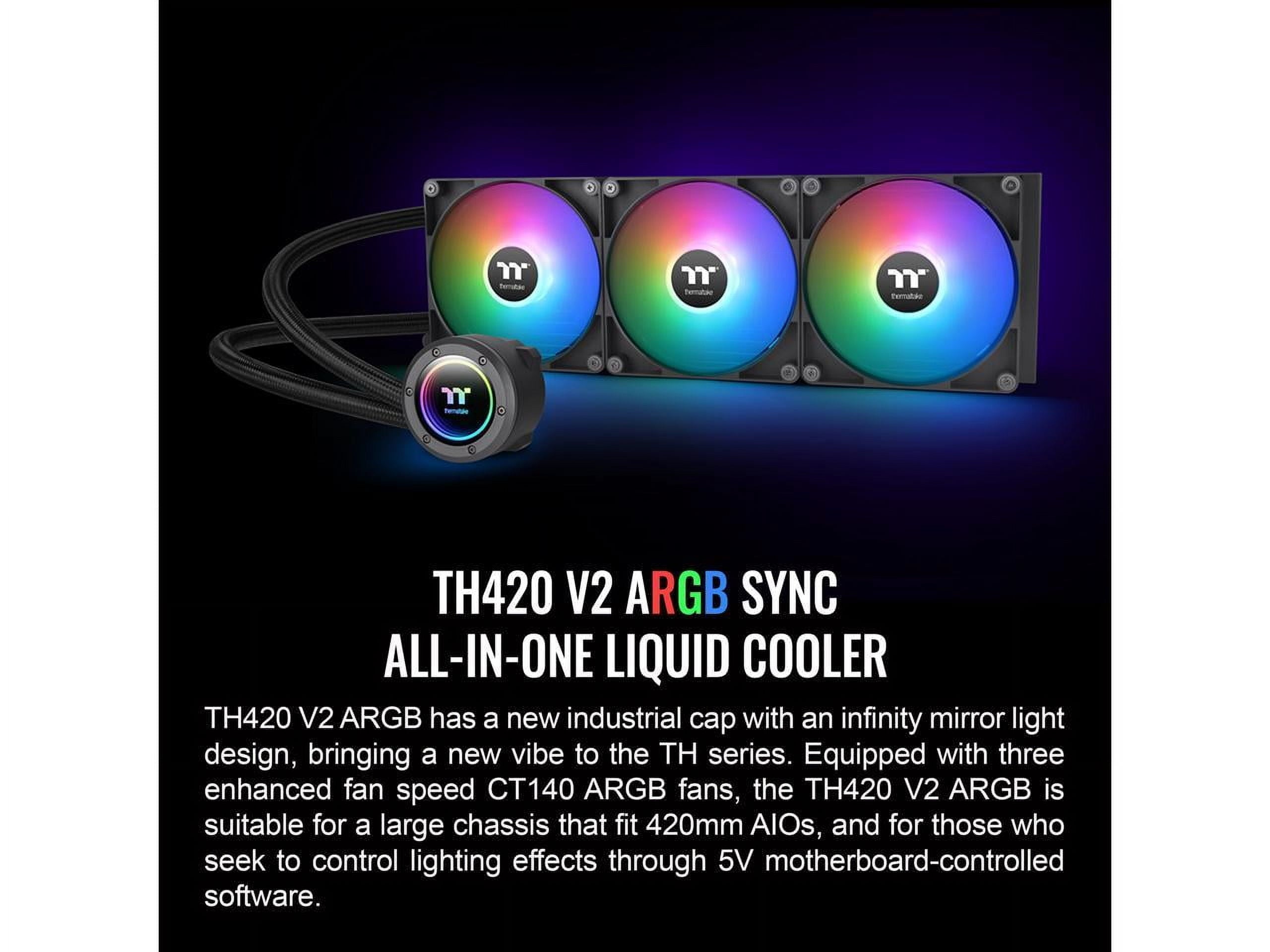 TH420 ARGB Sync V2 CPU Liquid Cooler/Alo Liquid Cooling/Fan 140Mm*3/Pwm 500~2000 Rpm/Mirror Waterblock/Mb ARGB Sync Control, CL-W376-PL14SW-A