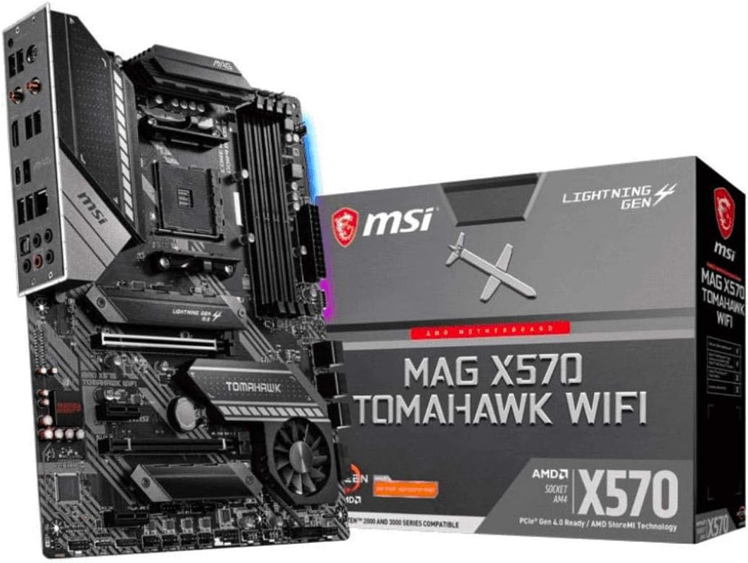 MSI MAG X570 TOMAHAWK WIFI ATX Motherboard for AMD AM4 with DDR4, PCIe 4.0, SATA 6Gb/s, M.2, USB 3.2 Gen 2, AC Wi-Fi 6, and HDMI