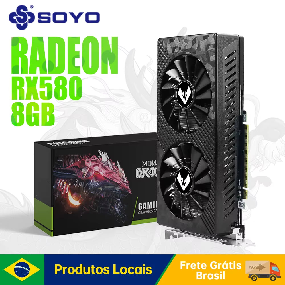 MAXSUN Graphics Card AMD RX580 8GB Gaming GDDR5 256Bit PCI Express 3.0 ×16 Radeon GPU Desktop Computer Gaming Video Card