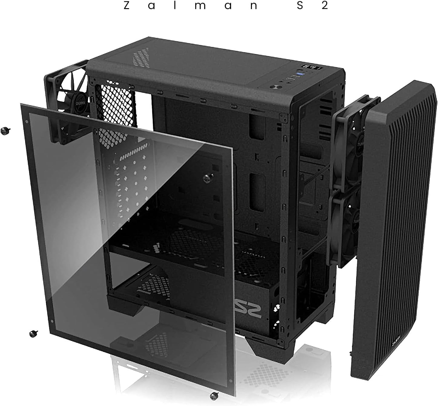 Zalman S2 ATX Mid-Tower PC Case, 3 X Pre-Installed 120Mm Zalman Quiet Fans (Support up to 8 Fans), High Airflow Mesh Front Panel, Support Gpus up to 330Mm, USB 3.0